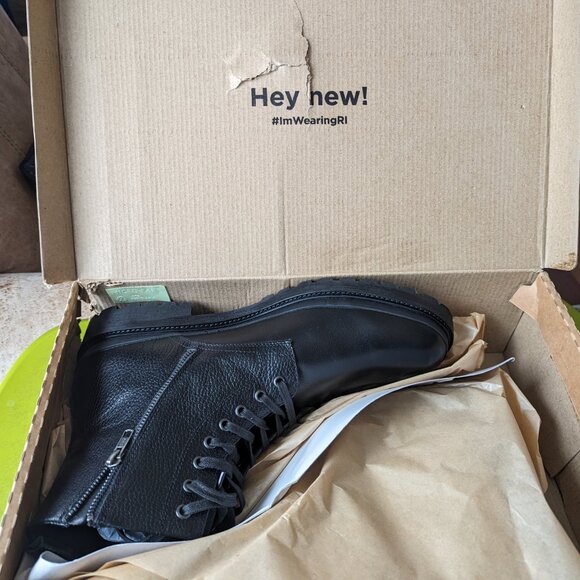 River Island Lace Up Boot in Black main image 9